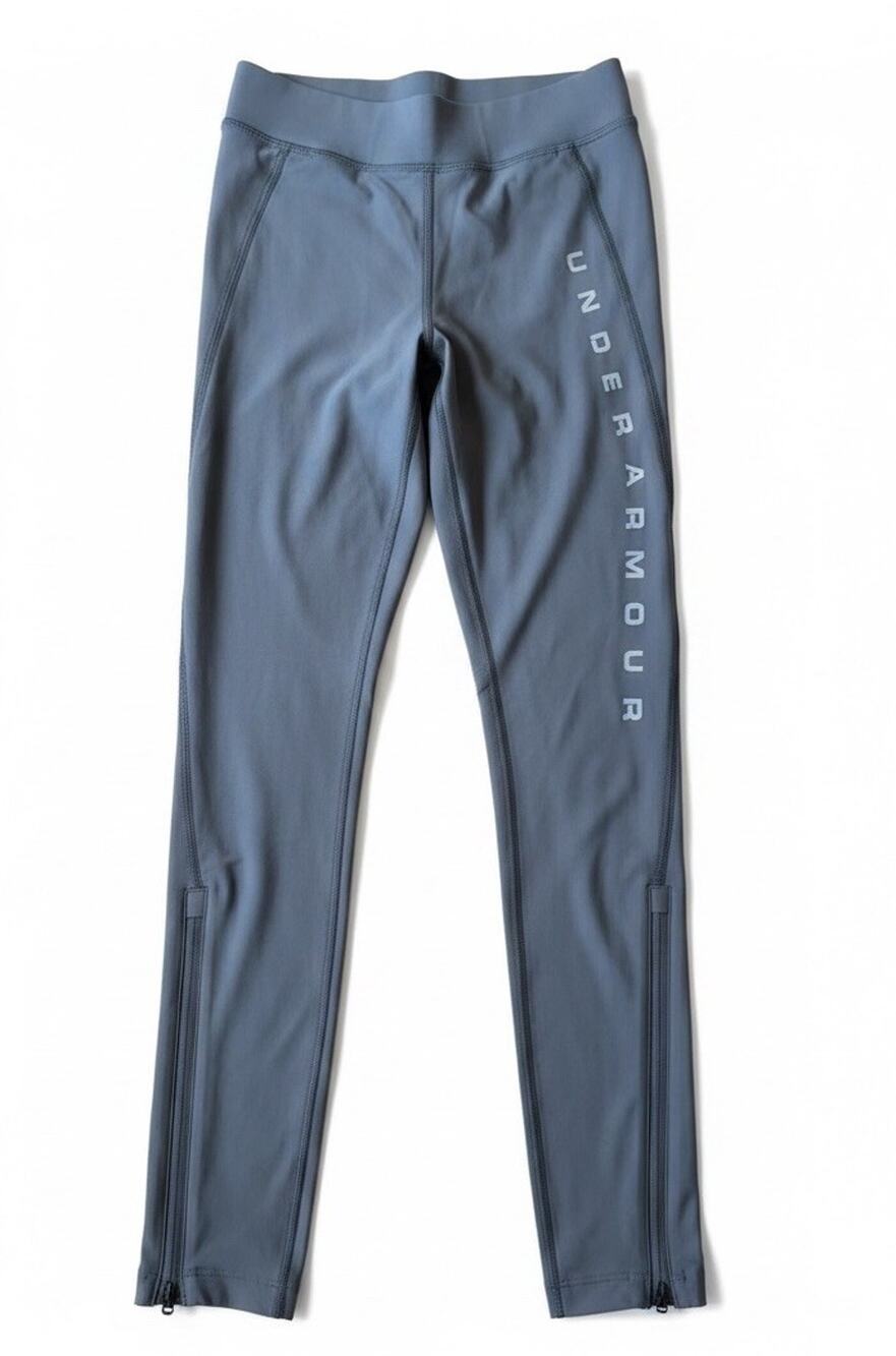 Under Armour HeatGear Compression Ankle Zip Run Leggings Zipper Pocket Reflect M
